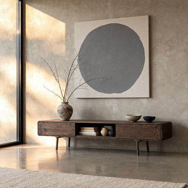 Hnědý TV stolek z dubového dřeva 220x45x45 cm Fawn – Gazzda-image-3