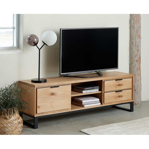 TV stolek v dekoru dubu v přírodní barvě 170x55 cm Livorno – Unique Furniture-image-4