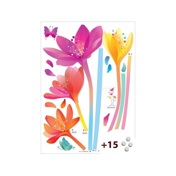 Set samolepky a 15 Swarovski krystalů Ambiance Rainbow Flowers-image-1