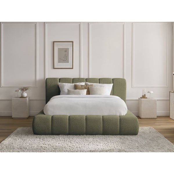 Zelená čalouněná dvoulůžková postel s úložným prostorem s roštem 180x200 cm Denali – Bobochic Paris-image-1