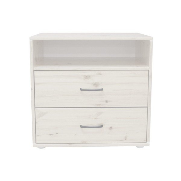 Bílá dětská komoda s 2 šuplíky z borovicového dřeva Flexa Classic-image-1