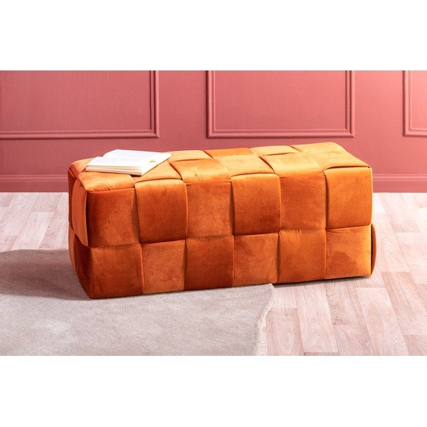 Oranžový sametový taburet Weaved – Leitmotiv-image-1