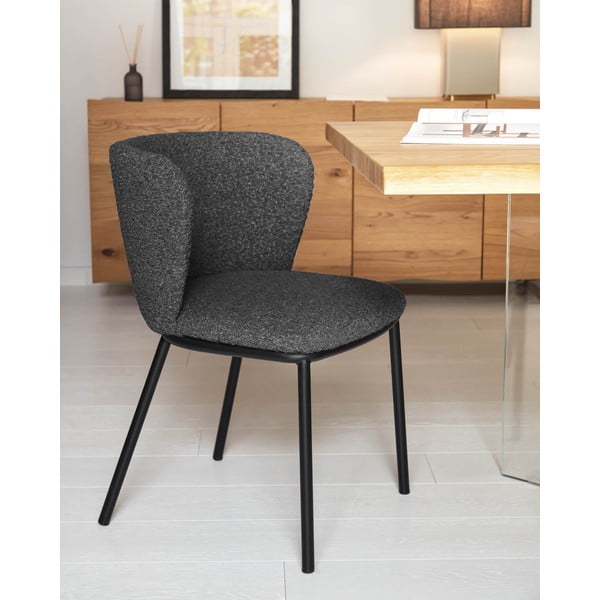 Černé čalouněné jídelní křeslo Ciselia – Kave Home-image-1
