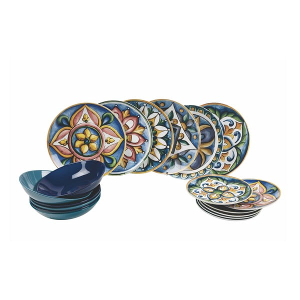 18dílná sada porcelánových talířů VDE Tivoli 1996 Le Maioliche