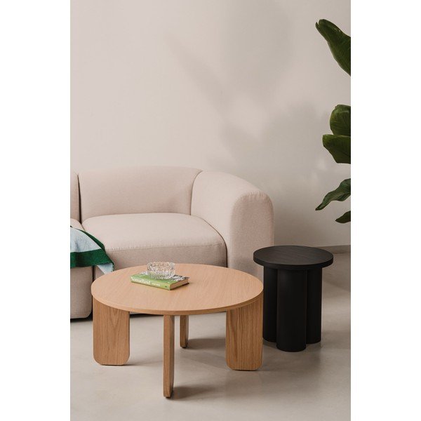 Černý kulatý konferenční stolek s deskou v dubovém dekoru ø 75 cm Kuvu – noo.ma-image-3