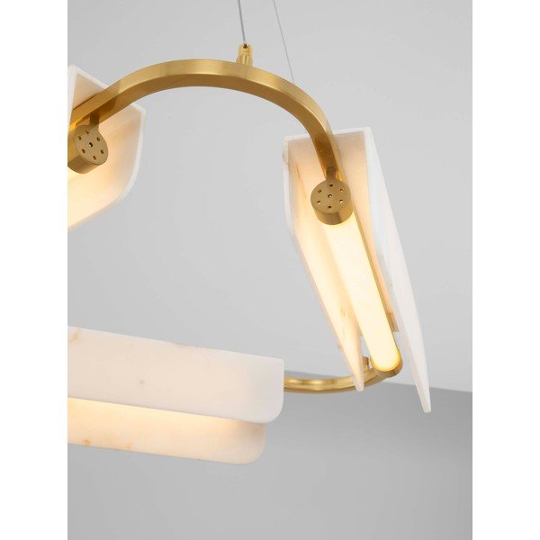 Krémové/v mosazné barvě LED stmívatelné závěsné svítidlo v dekoru mramoru ø 63 cm Aider – Nova Luce-image-2