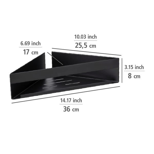 Matně černá rohová samodržící koupelnová polička z nerezové oceli Genova – Wenko-image-2