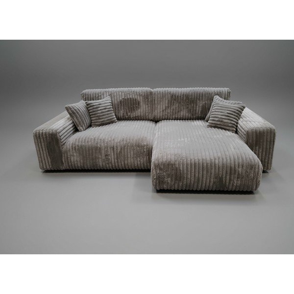 Světle šedá manšestr rozkládací/s úložným prostorem rohová pohovka (pravý roh) Sarina - II. jakost – Ropez-image-1