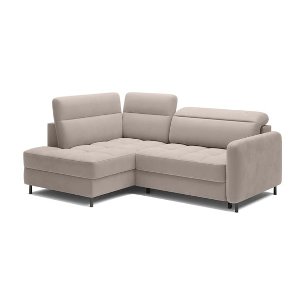 Světle hnědá sametová rozkládací/s úložným prostorem rohová pohovka (levý roh/do L) Barea – ELTAP-image-2