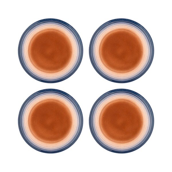 Modré/oranžové dezertní  talíře v sadě 4 ks z kameniny ø 20,5 cm Tatum – Bloomingville