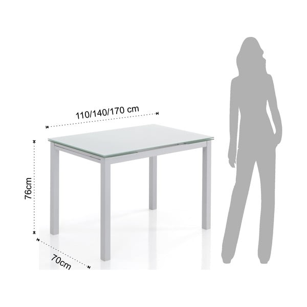 Rozkládací jídelní stůl se skleněnou deskou 70x110 cm Fast – Tomasucci-image-4