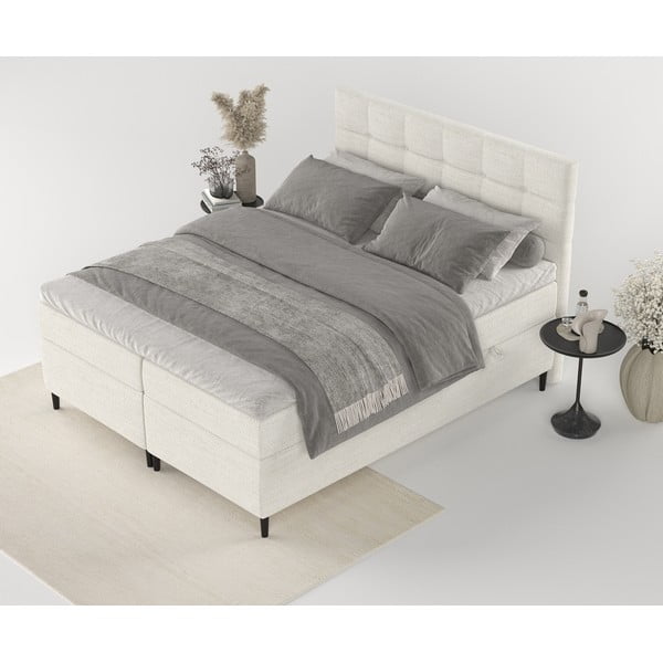 Krémová boxspring postel s úložným prostorem 140x200 cm Urbaneo – Maison de Rêve-image-3