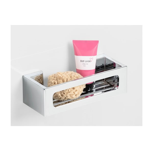 Stříbrná samodržící plastová koupelnová polička Bralia - Wenko-image-1