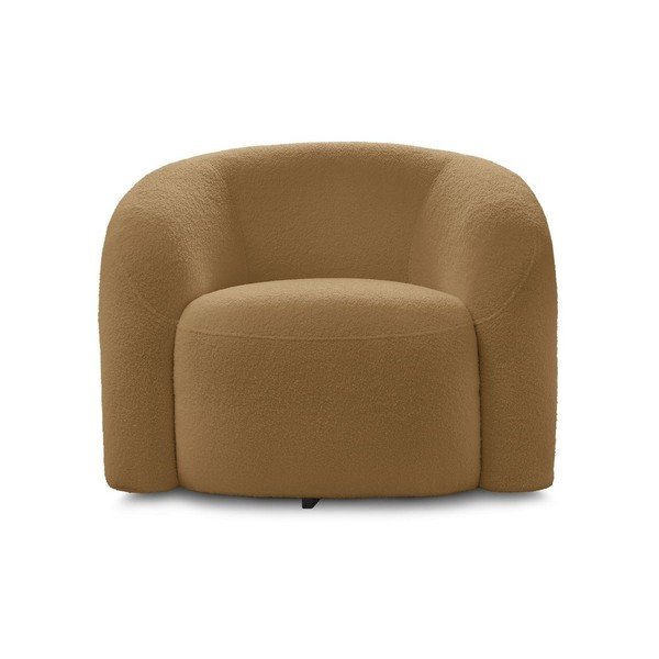 Otočné křeslo z textilie bouclé v hořčicové barvě Elina – Bobochic Paris-image-2