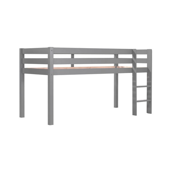 Šedá vyvýšená dětská postel z borovicového dřeva 90x200 cm PINO – Vipack