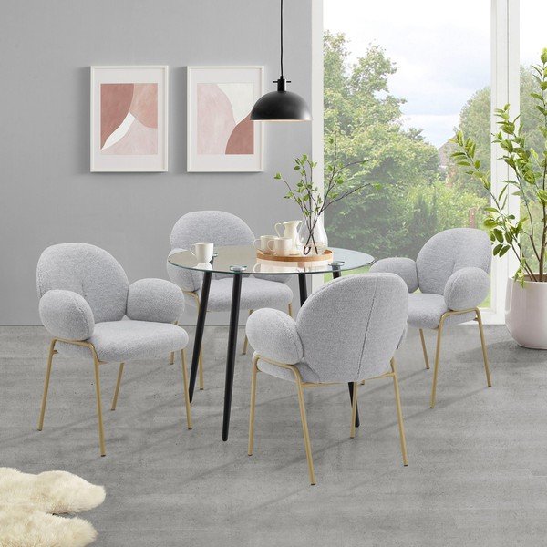 Světle šedá čalouněná jídelní křesla v sadě 2 ks s područkami Iwama – Støraa-image-1