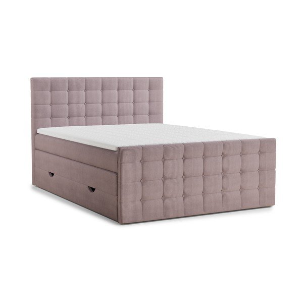 Fialová boxspring postel s úložným prostorem 200x200 cm Tasca – Maison de Rêve