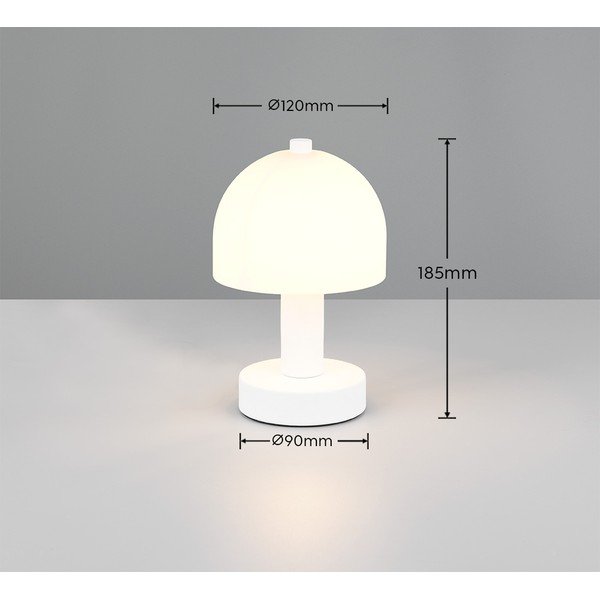 Bílá stolní lampa se skleněným stínidlem (výška 19 cm) Glenn – Reality-image-4