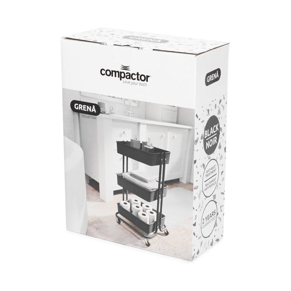 Černý plastový pojízdný regál 43x36 cm Grena – Compactor-image-4