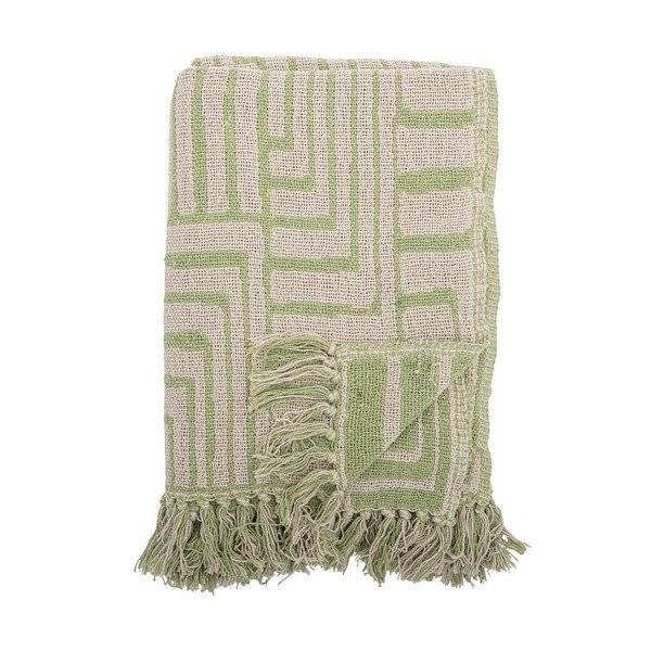 Zelená deka s příměsí bavlny 130x155 cm Velva – Bloomingville