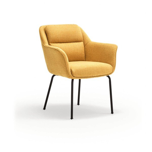 Čalouněné jídelní křeslo s područkami v hořčicové barvě Sadira – Teulat