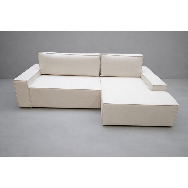 Béžová rozkládací/s úložným prostorem rohová pohovka (pravý roh/s lenoškou) Jodie - II. jakost – Micadoni -image-1