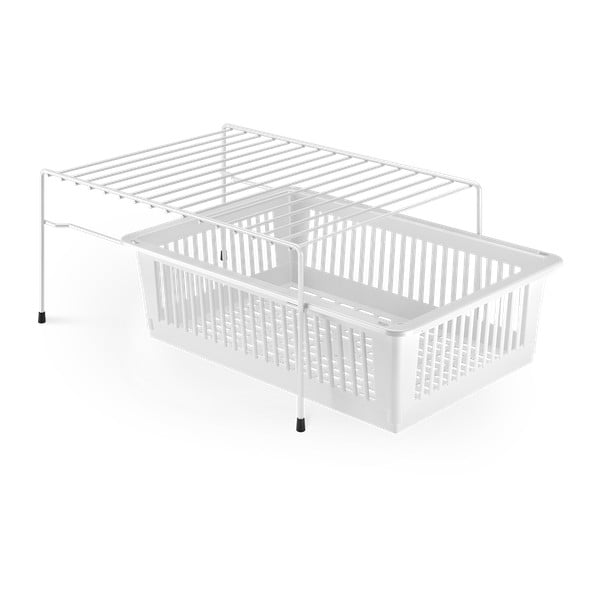 Bílá přídavná police z nerezové oceli s úložným prostorem Metaltex Dino-image-1