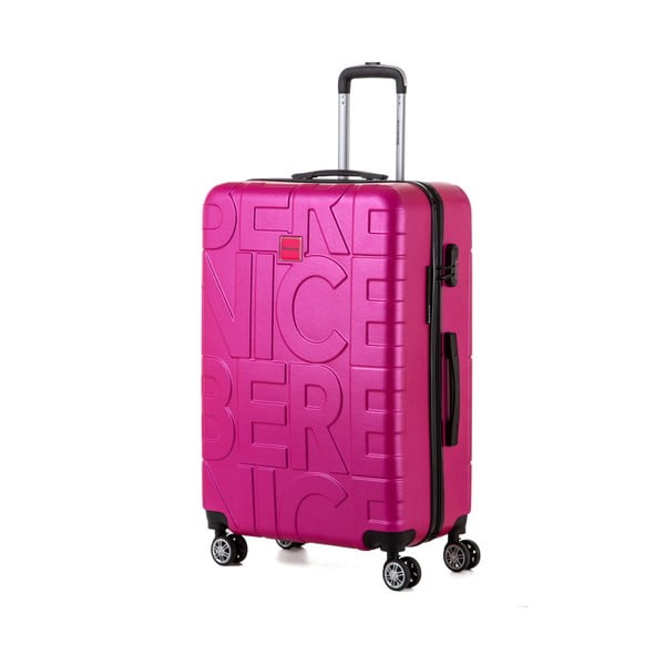 Růžový cestovní kufr Berenice Typo, 107 l