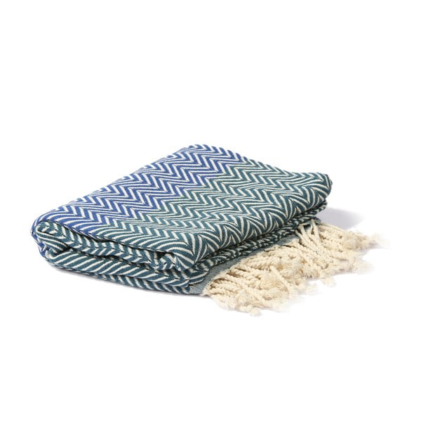 Modrý hammam ručník Spa Time Zig, 95 x 180 cm