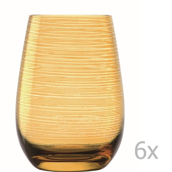 Sada 6 oranžových sklenic Stölzle Lausitz Twister, 465 ml