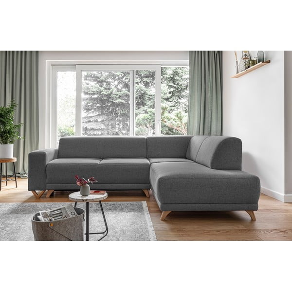 Šedá rozkládací/s úložným prostorem rohová pohovka (pravý roh/do L) Classy Sophie – Miuform-image-1