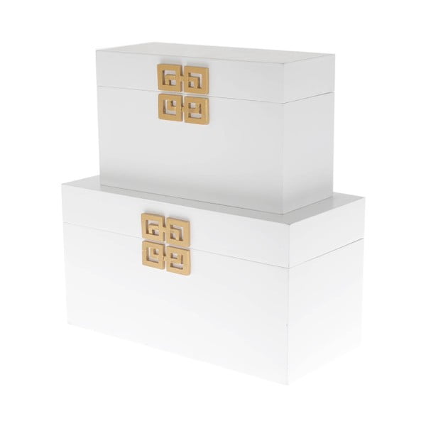 Set 2 dřevěných krabic InArt, bílý