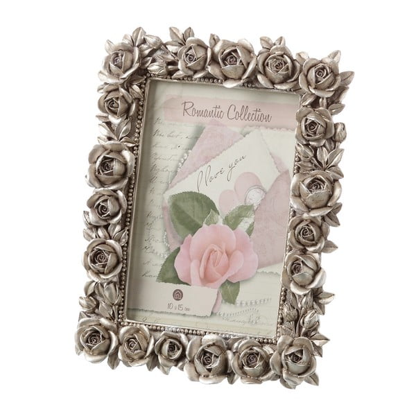 Dekorativní fotorám stříbrné barvy Unimasa Roses, na fotografii 10 x 15 cm