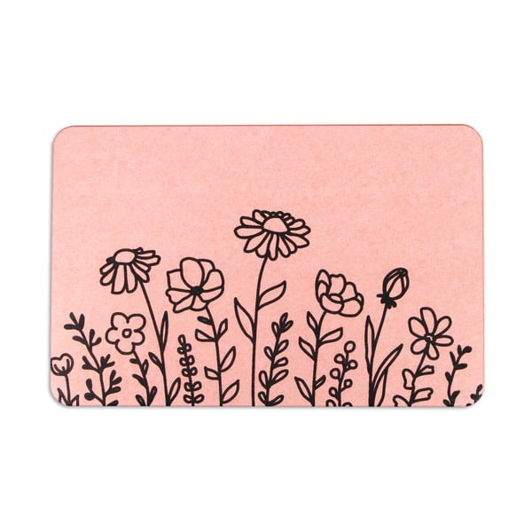 Světle růžová koupelnová předložka 39x60 cm Floral Lines – Artsy Doormats