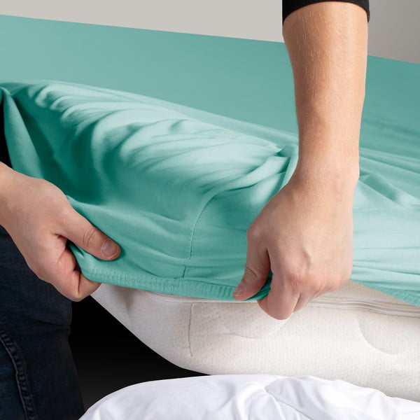 Tyrkysové napínací prostěradlo jersey 240x220 cm Amber – Restilo-image-3