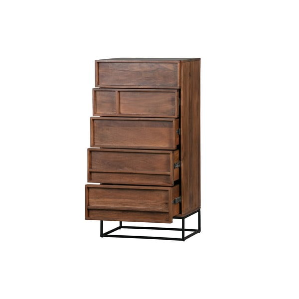 Hnědá komoda z mangového dřeva s 5 zásuvkami WOOOD Forrest-image-3