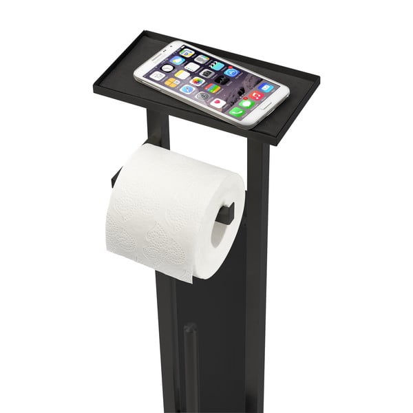Černý stojan na toaletní papír se štětkou z nerezové oceli Debar – Wenko-image-2