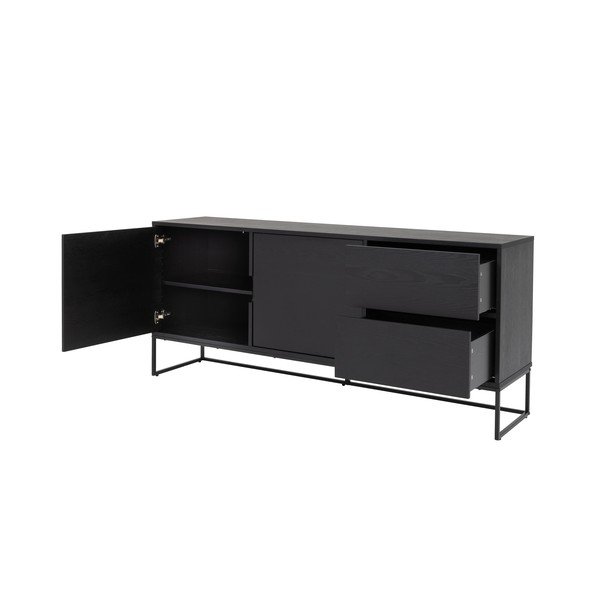 Černá nízká komoda v dekoru jasanu 176x76 cm Lipp - Tenzo-image-4