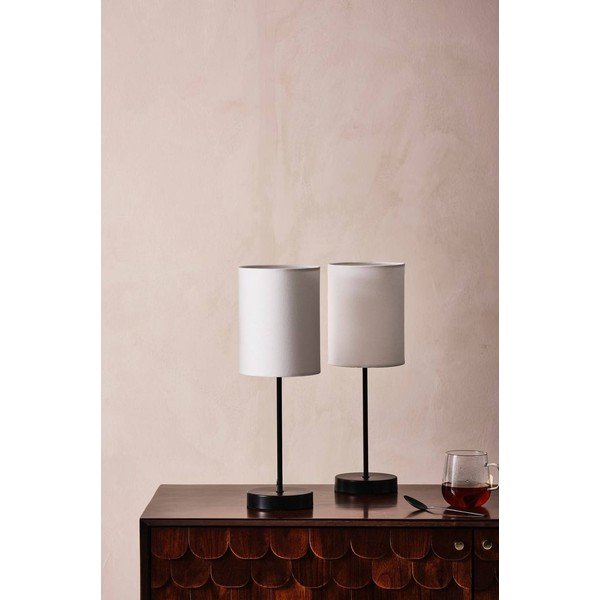 Bílá/černá látková stolní lampa (výška 45 cm) Seth – Jotex-image-2