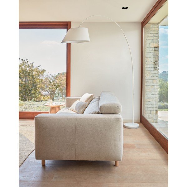 Bílá stojací lampa s textilním stínidlem (výška 189 cm) May – Kave Home-image-1