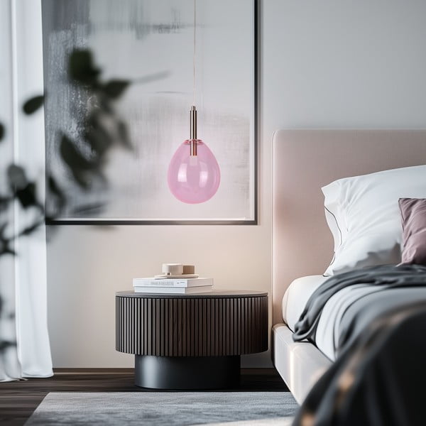 Fialové LED závěsné svítidlo se skleněným stínidlem Lukka – Candellux Lighting-image-1