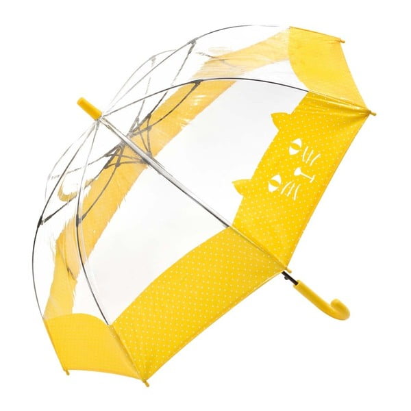 Dětský transparentní holový deštník se žlutými detaily Birdcage Chat, ⌀ 74 cm