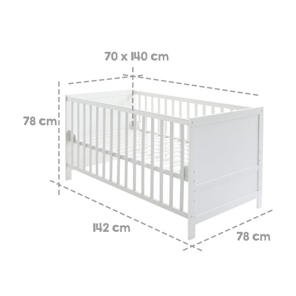Bílá postýlka 70x140 cm – Roba-image-2
