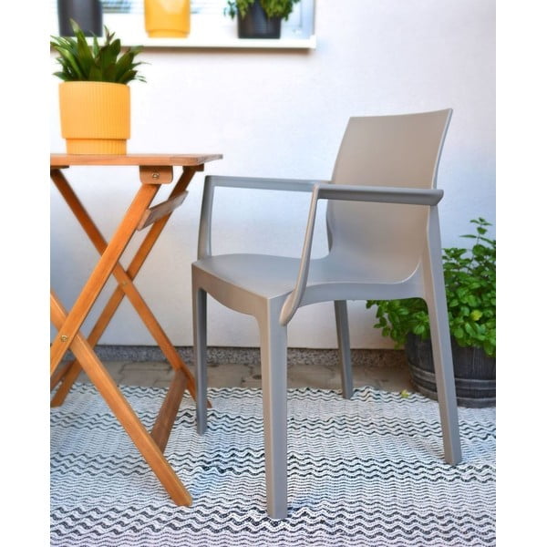 Béžová plastová zahradní židle Emma - Rojaplast-image-1