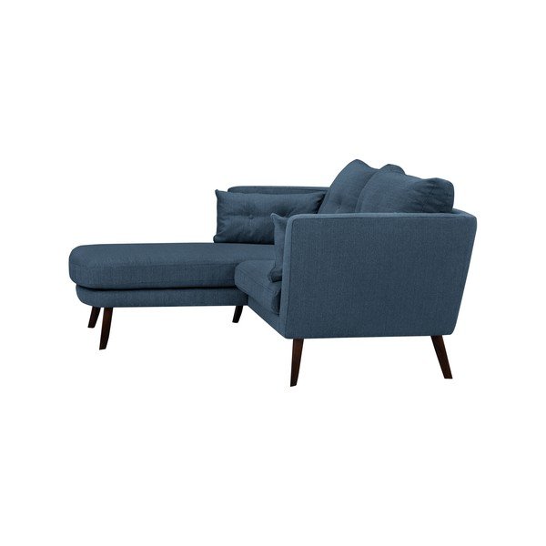 Modrá třímístná pohovka Mazzini Sofas Elena, s lenoškou na levém rohu-image-3