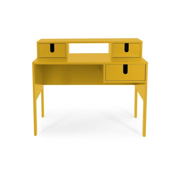 Žlutý pracovní stůl se 3 šuplíky Tenzo Uno