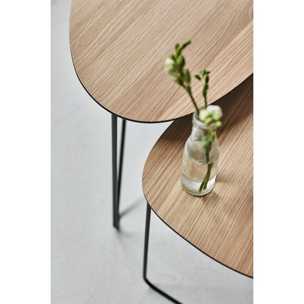 Kovový konferenční stolek v přírodní barvě 37x44 cm Curve M Wood – LIND DNA-image-3