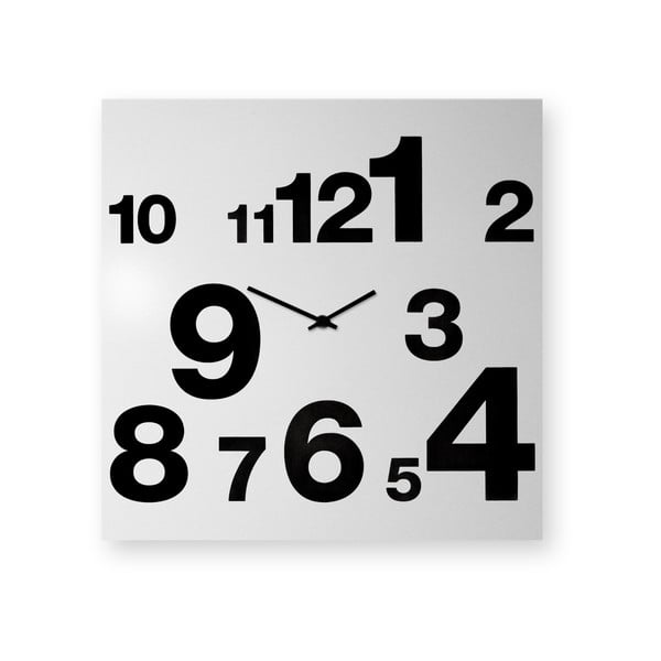 Nástěnné hodiny dESIGNoBJECT.it Number Line White, 50 x 50 cm 