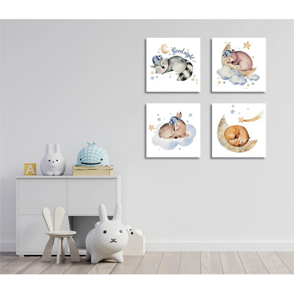 Obrazy v sadě 4 ks 30x30 cm Good Night – Wallity-image-1