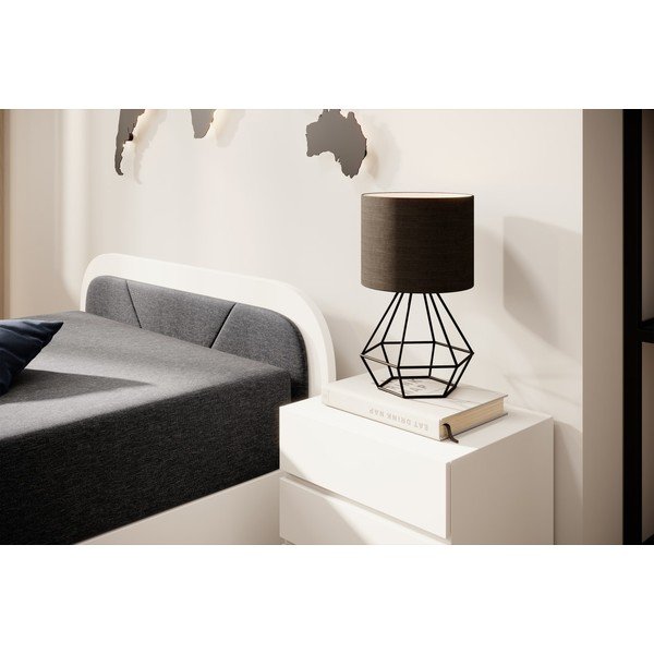 Bílá/tmavě šedá čalouněná/z dřevotřísky jednolůžková postel s úložným prostorem s matrací 80x190 cm Parys – ELTAP-image-4